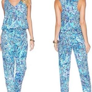 NWT $188 Lilly Pulitzer Paulina jumpsuit Bennet Blue Size XXS